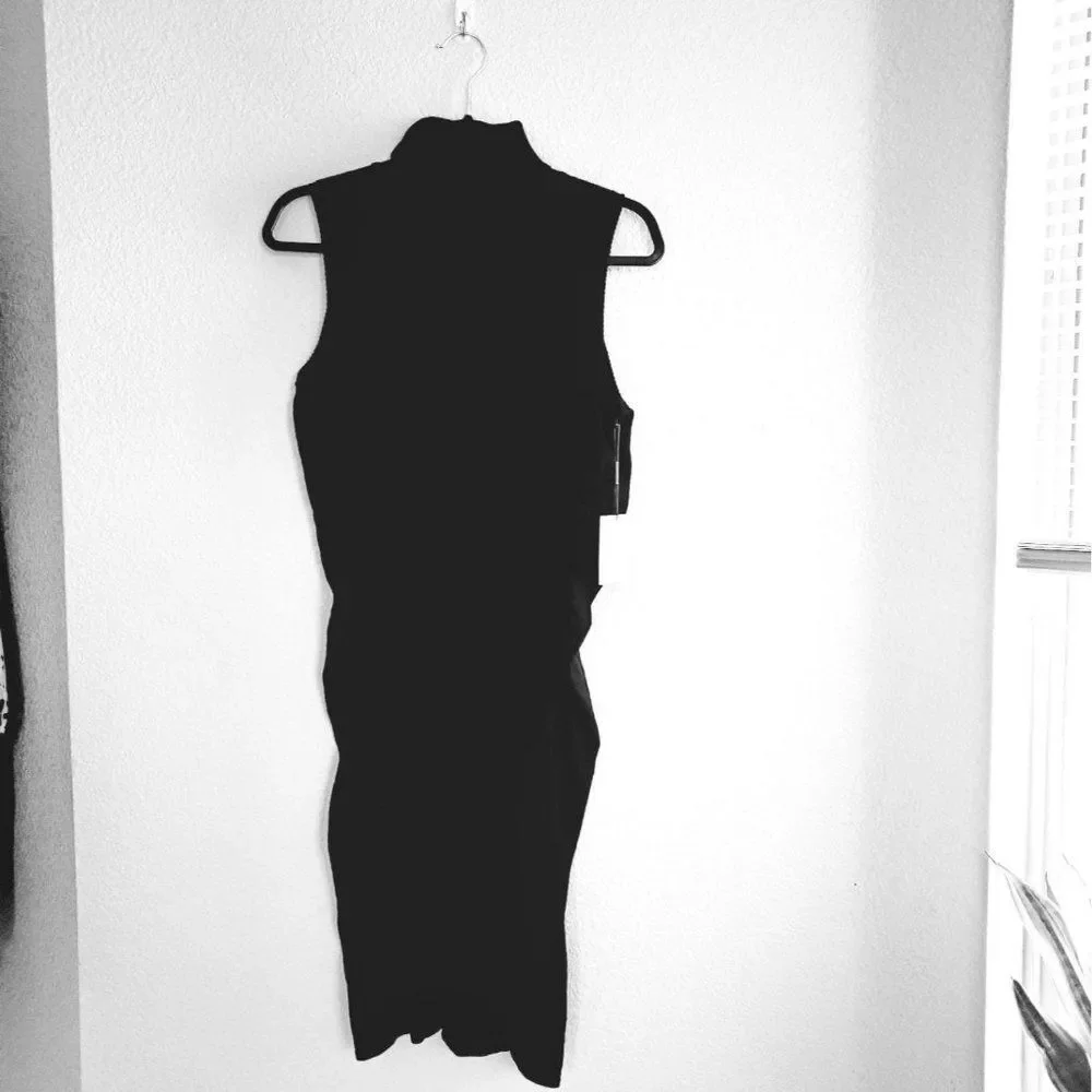 Calvin Klein Womens Dress Black L Stretch Turtleneck Sweater New